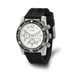 Chisel Mens White Dial Silicone Strap Chronograph Watch